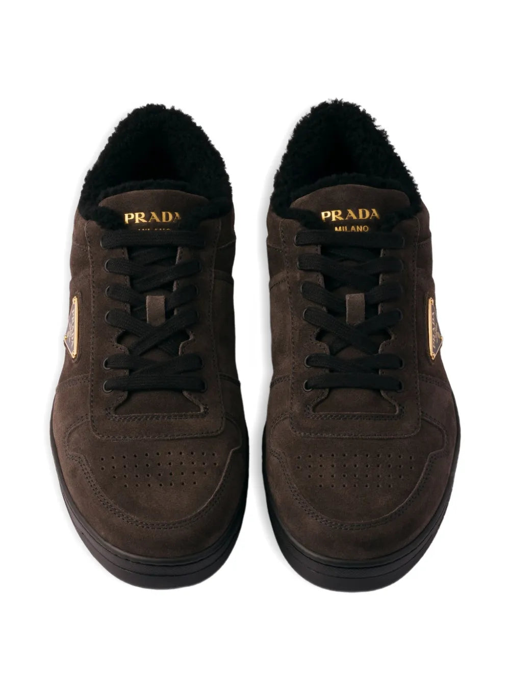 Prada Triangle-Logo Suede Sneakers
