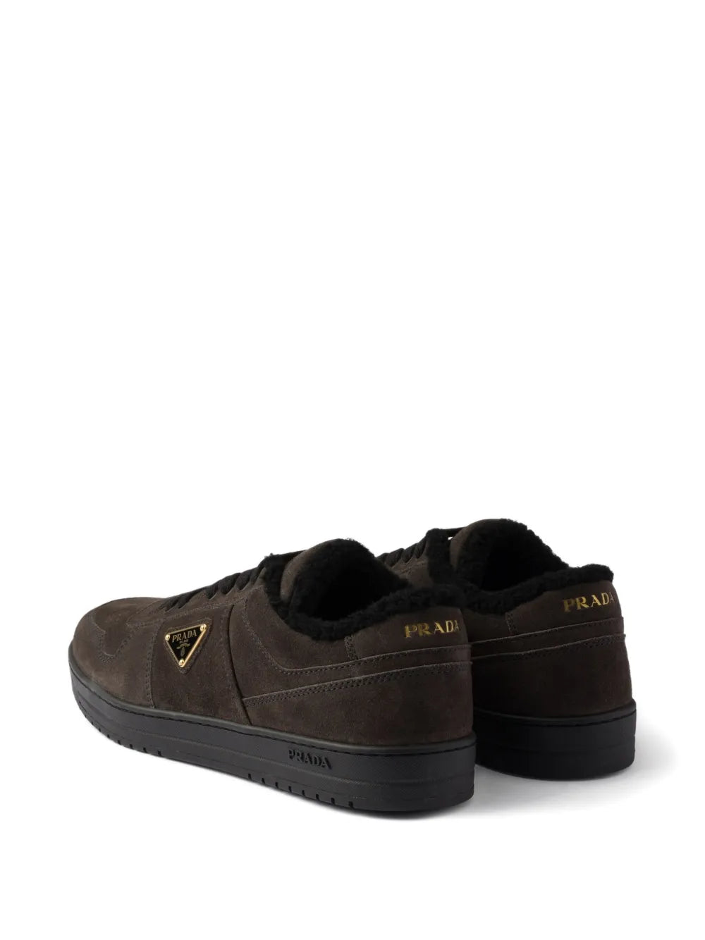 Prada Triangle-Logo Suede Sneakers