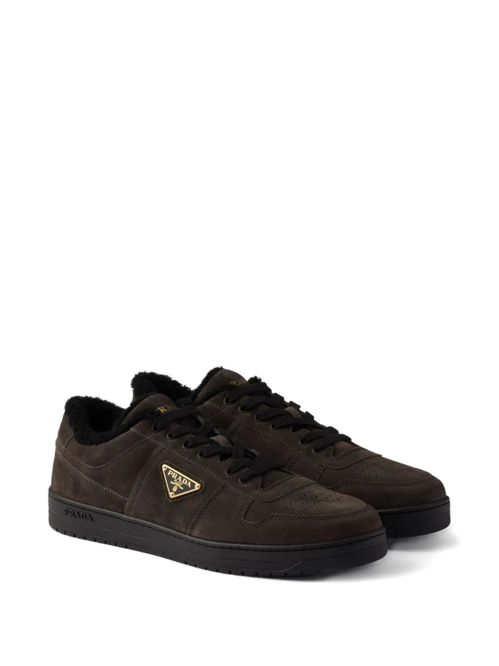 Prada Triangle-Logo Suede Sneakers