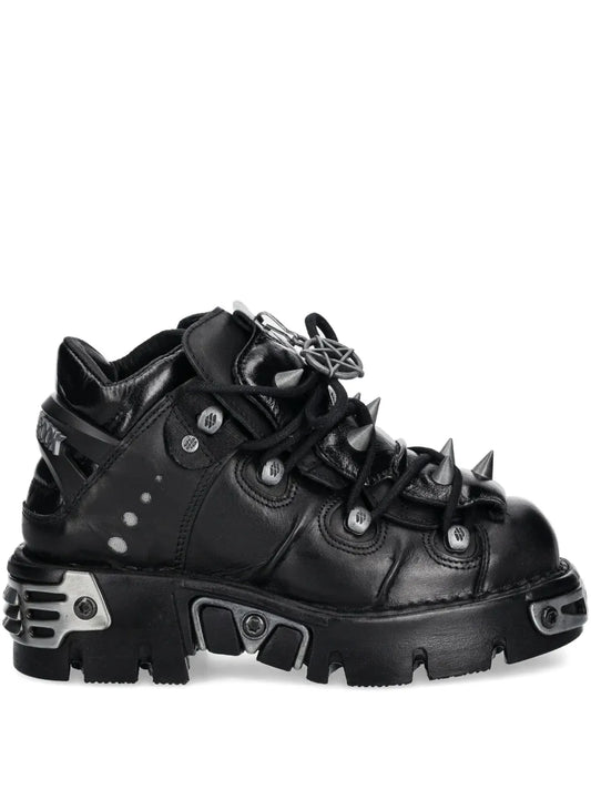 New Rock Lace-Up Stud-Details Sneakers