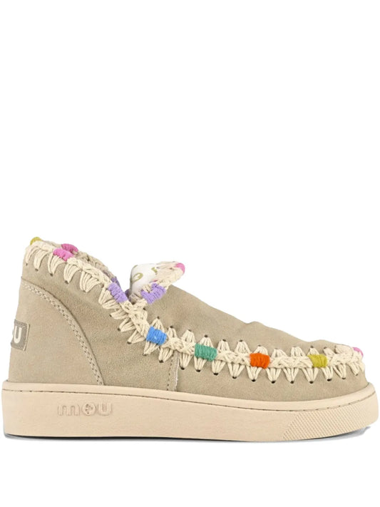 Mou Eskimo Crochet-Detail Suede Shoes