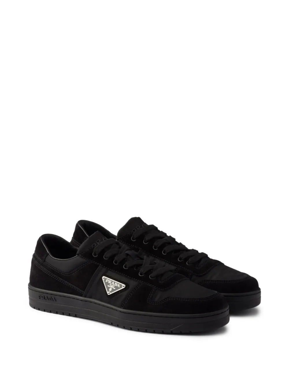 Prada Downtown Triangle-Logo Suede Sneakers