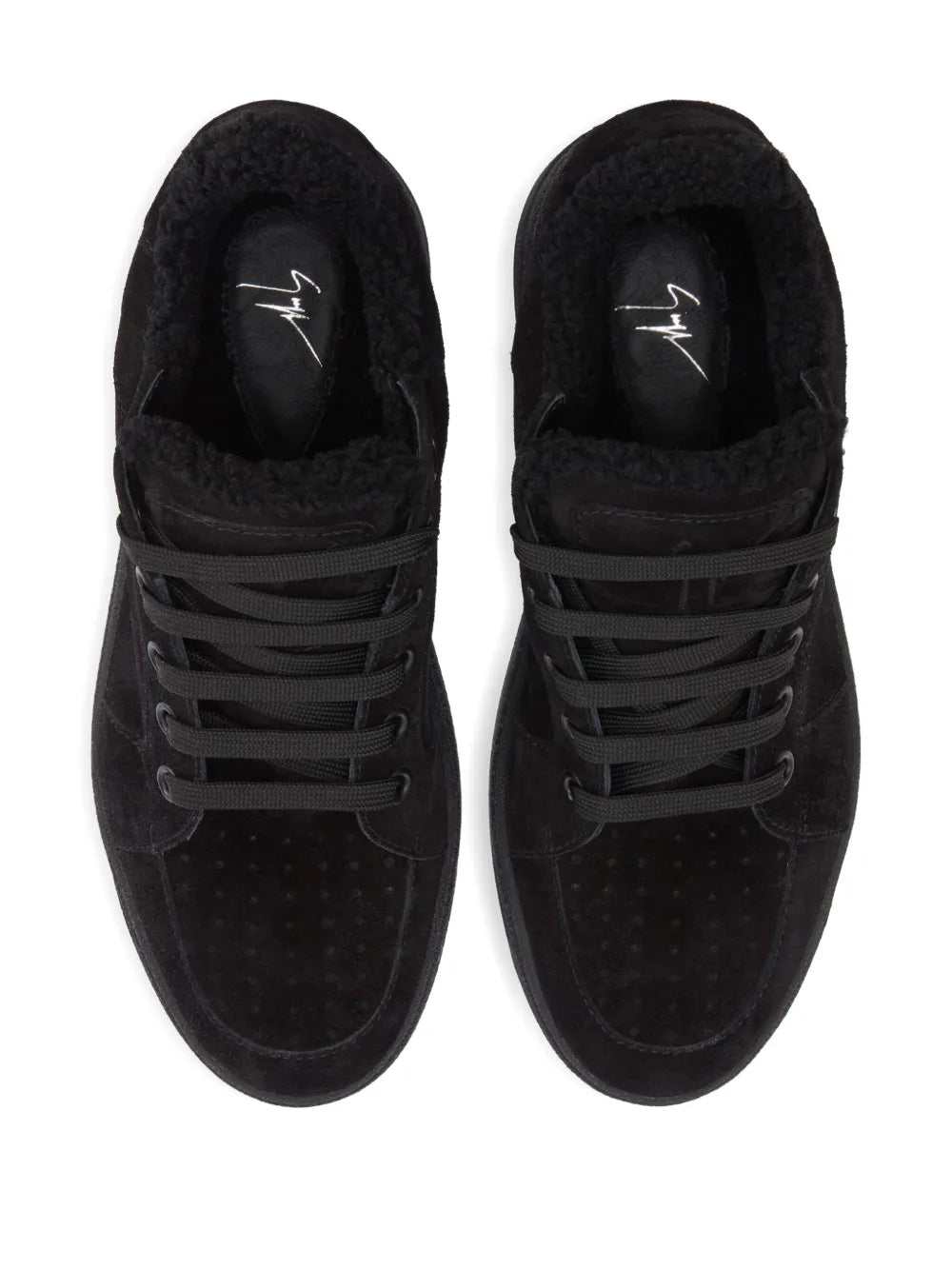 Giuseppe Zanotti Suede Sheepskin Low-Top Sneakers