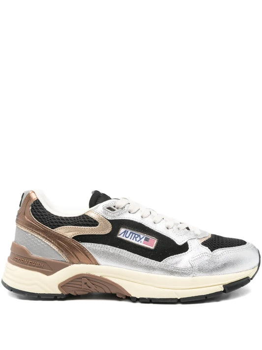 Autry Hyperway Metallic Leather Mesh Sneakers