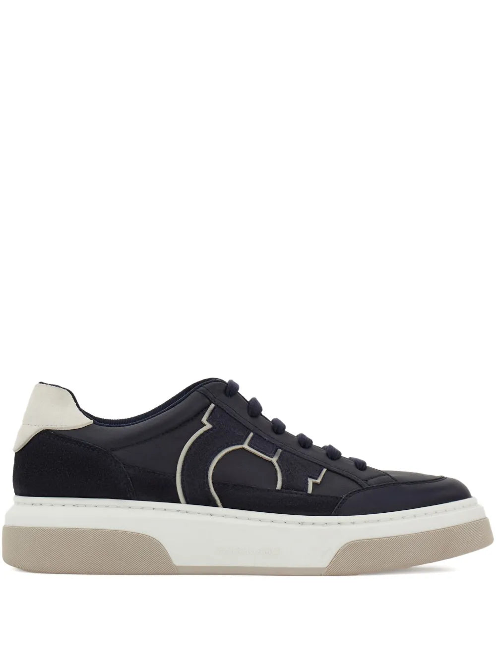 Ferragamo Leather Suede-Detail Sneakers