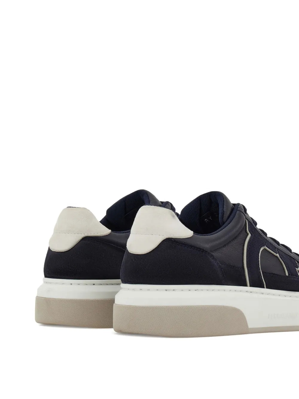 Ferragamo Leather Suede-Detail Sneakers