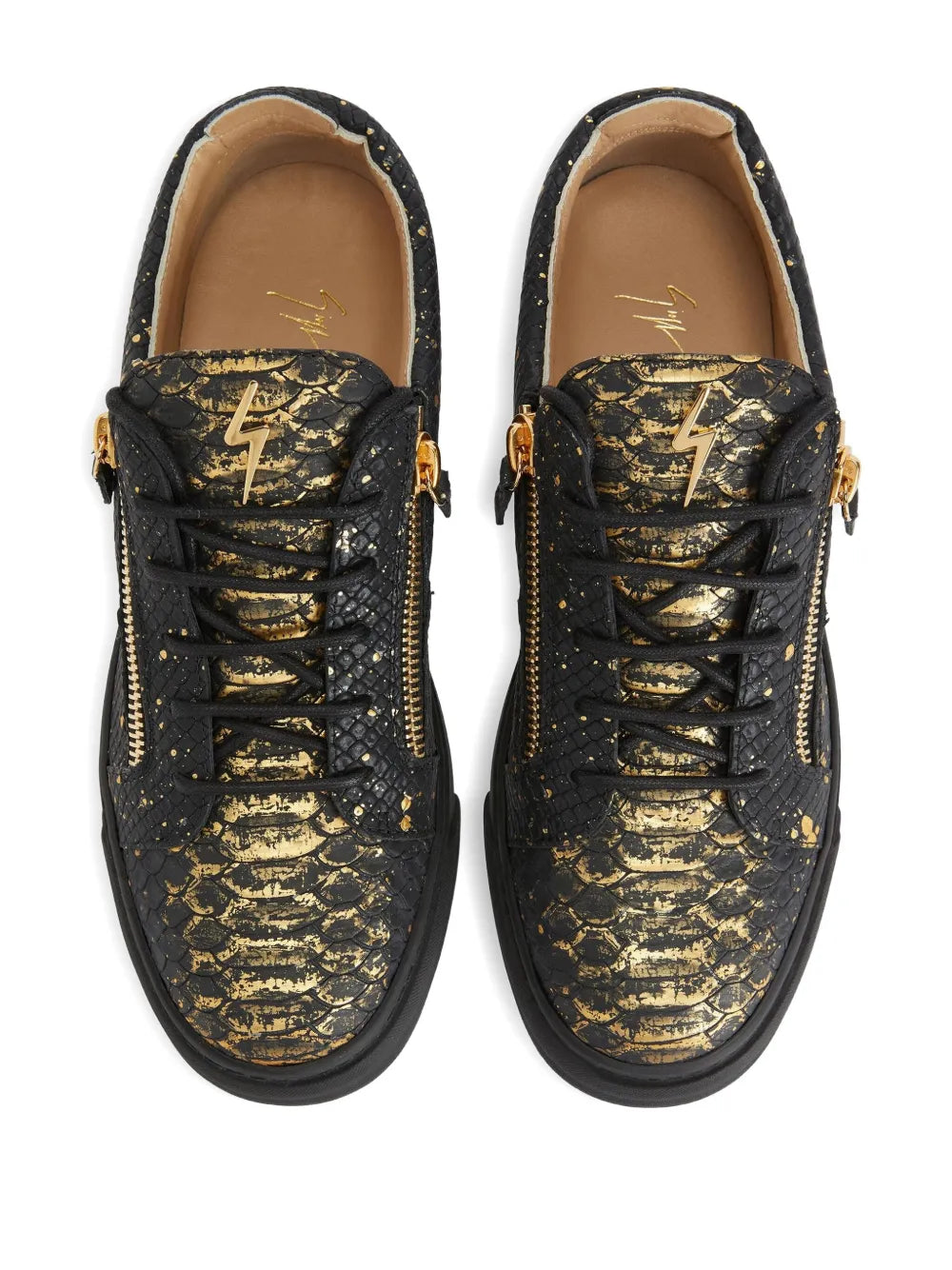 Giuseppe Zanotti Frankie Snakeskin-Print Zip Sneakers