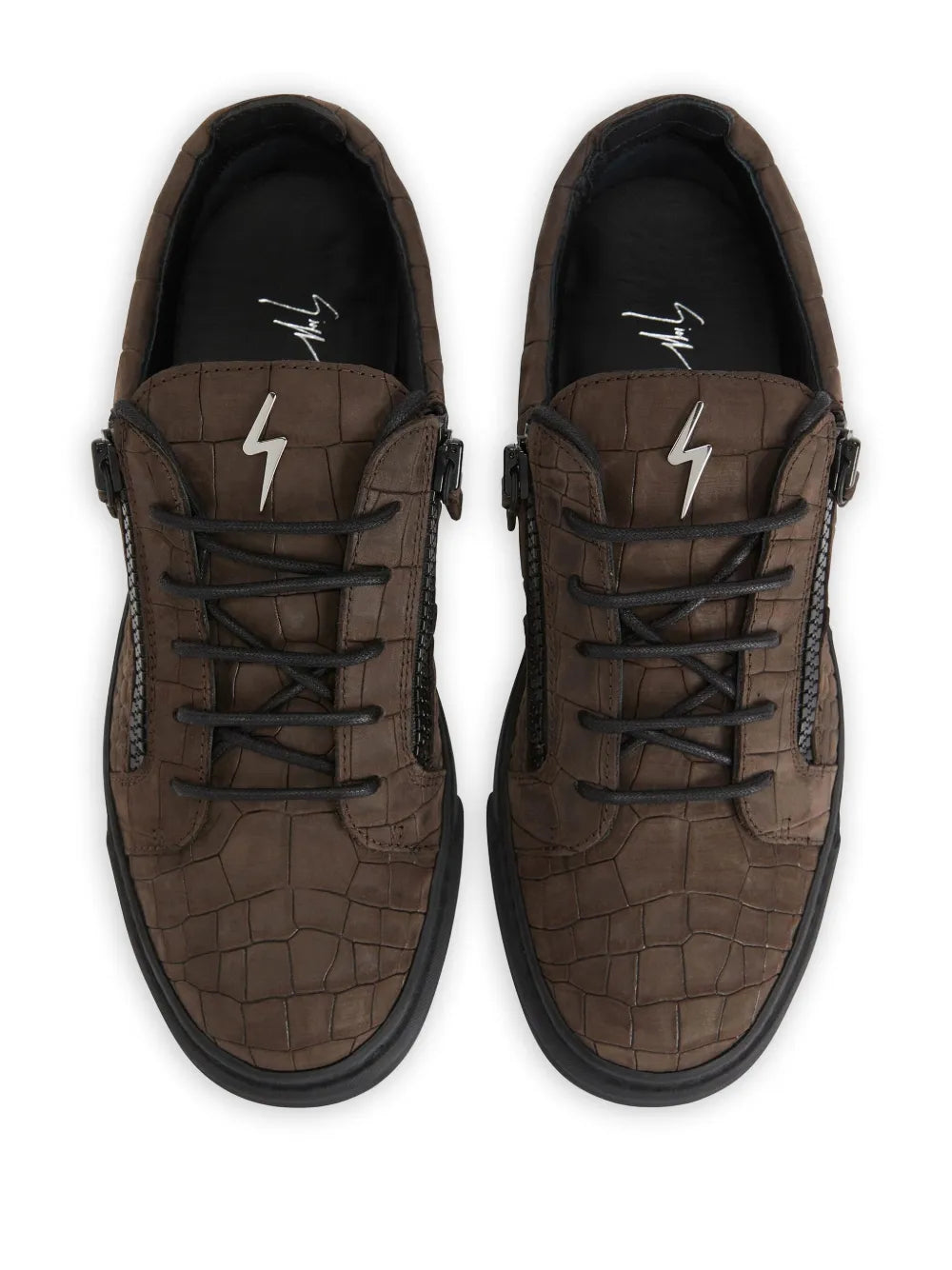 Giuseppe Zanotti Frankie Crocodile-Effect Zip Sneakers