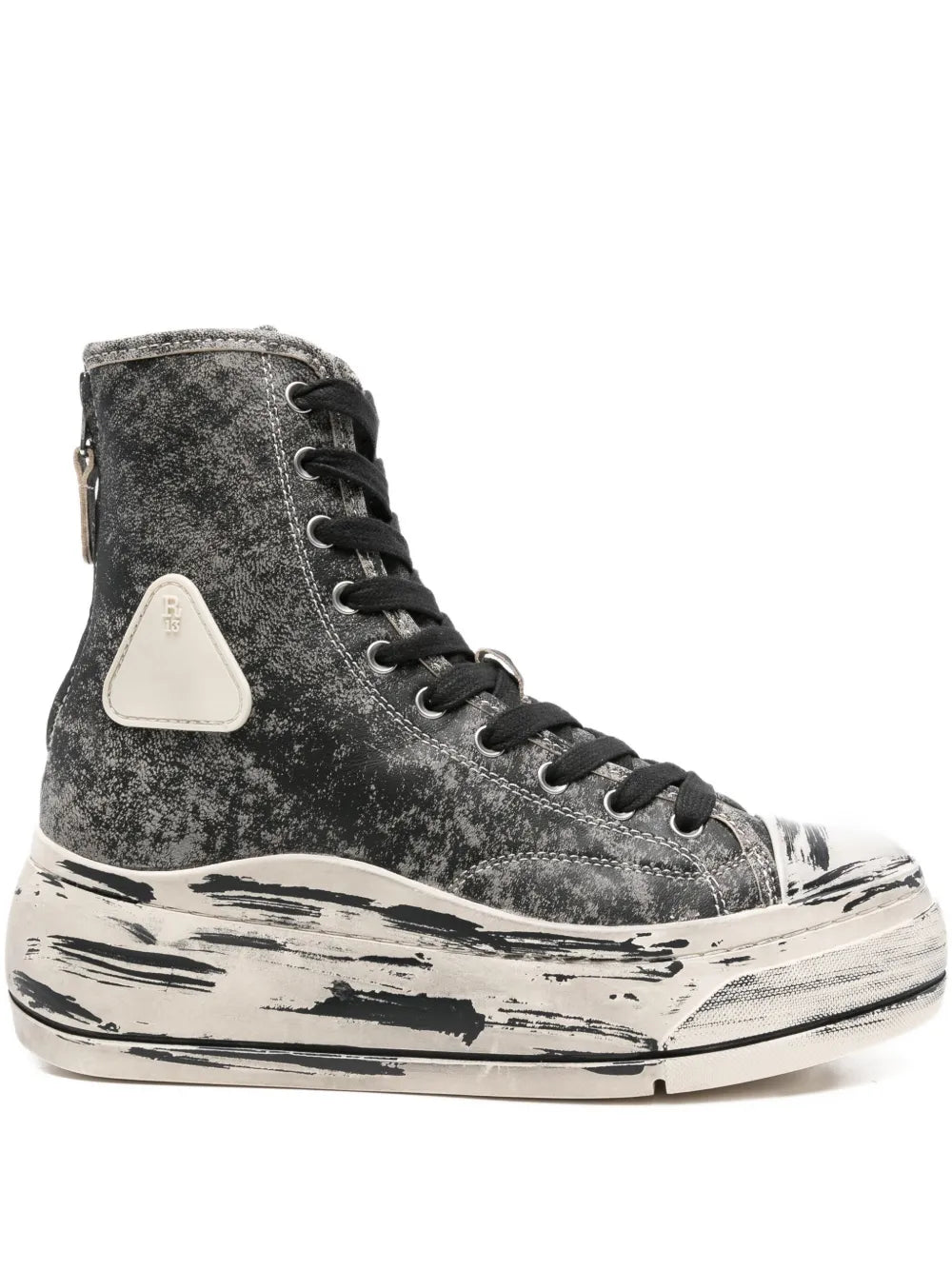 R13 Kurt Distressed-Effect Zip-Fastening Sneakers