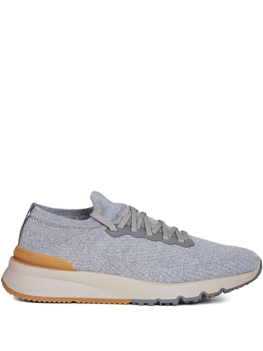 Brunello Cucinelli Jacquard Wool Knit Sneakers
