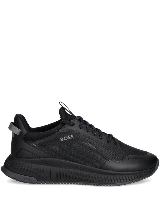 Boss Textured Lace-Up Low-Top Sneakers