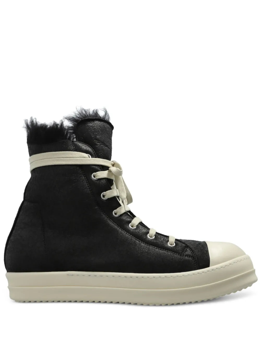 Rick Owens Shearling-Lined Lace-Up Sneakers