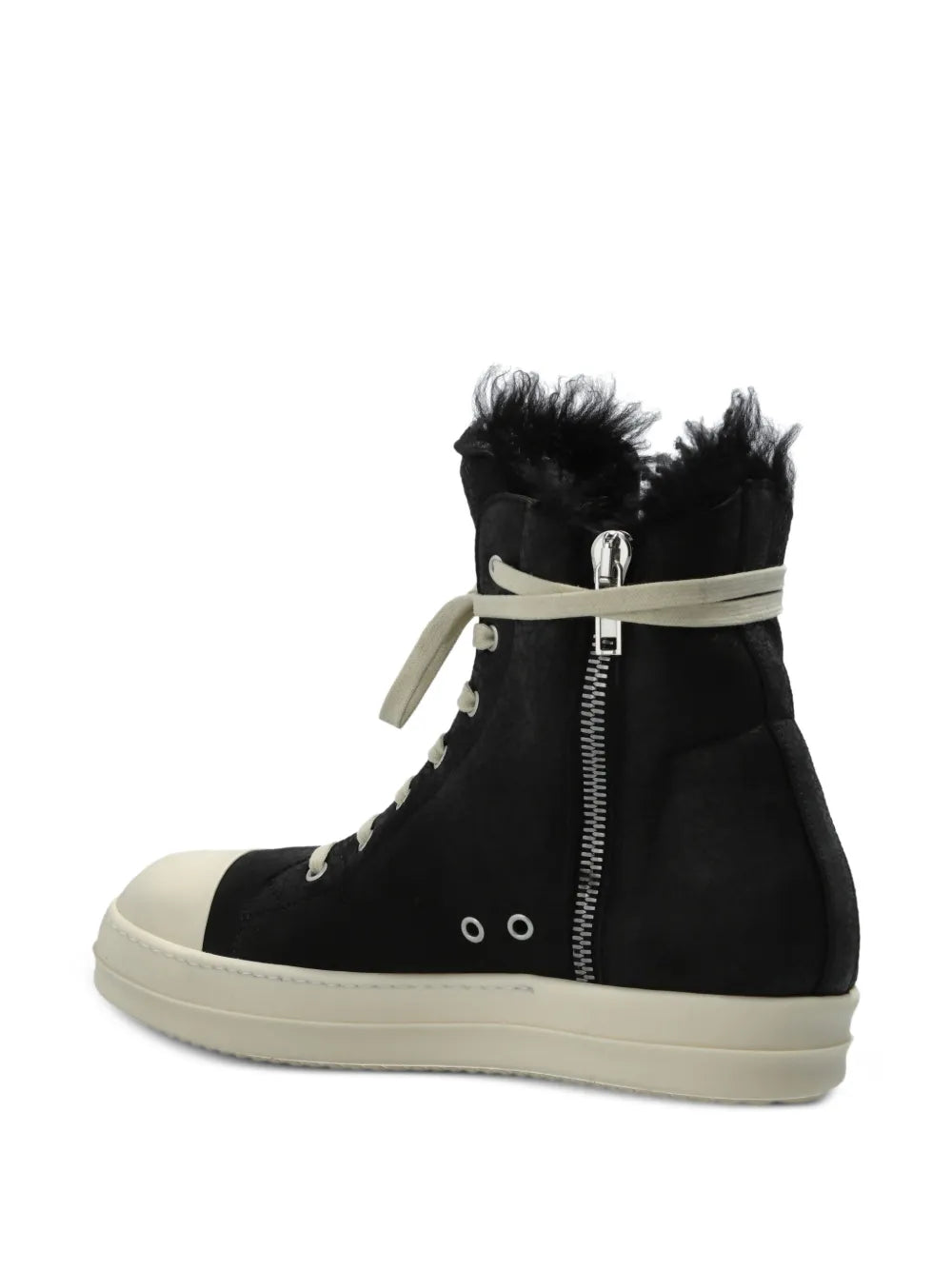Rick Owens Shearling-Lined Lace-Up Sneakers