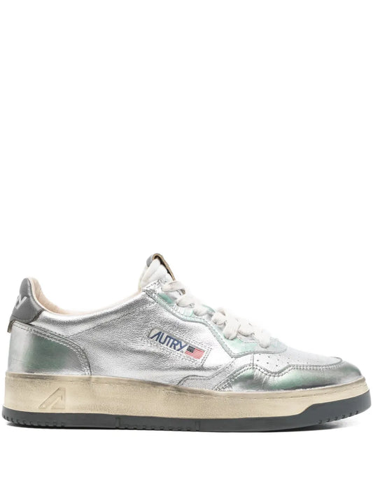 Autry Sper Vintage Metallic Leather Sneakers