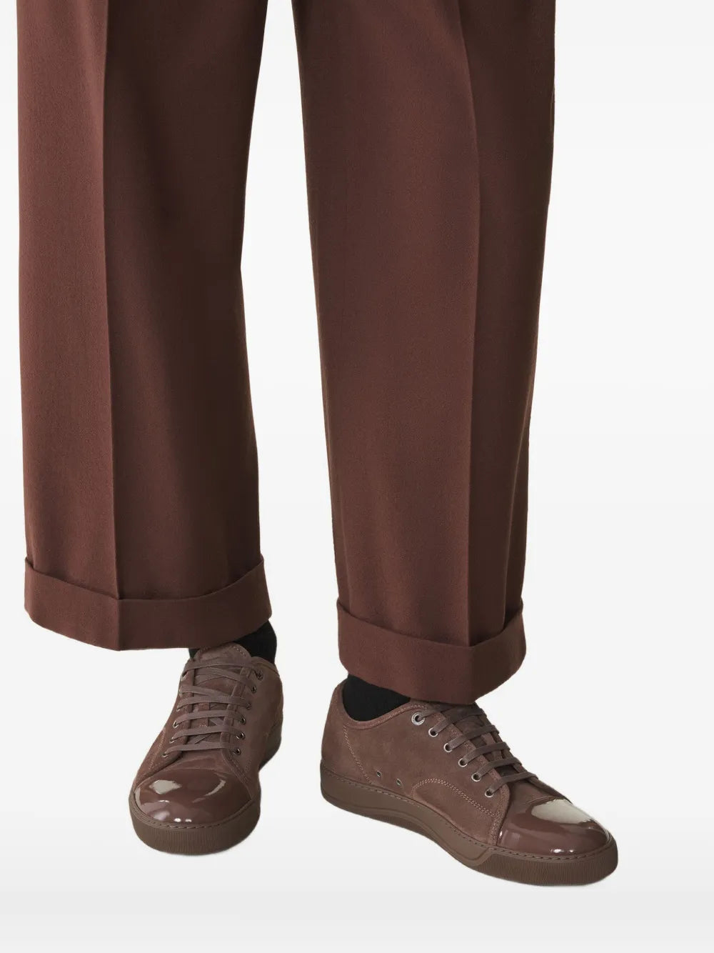 Lanvin Suede Leather Cap-Toe Sneakers