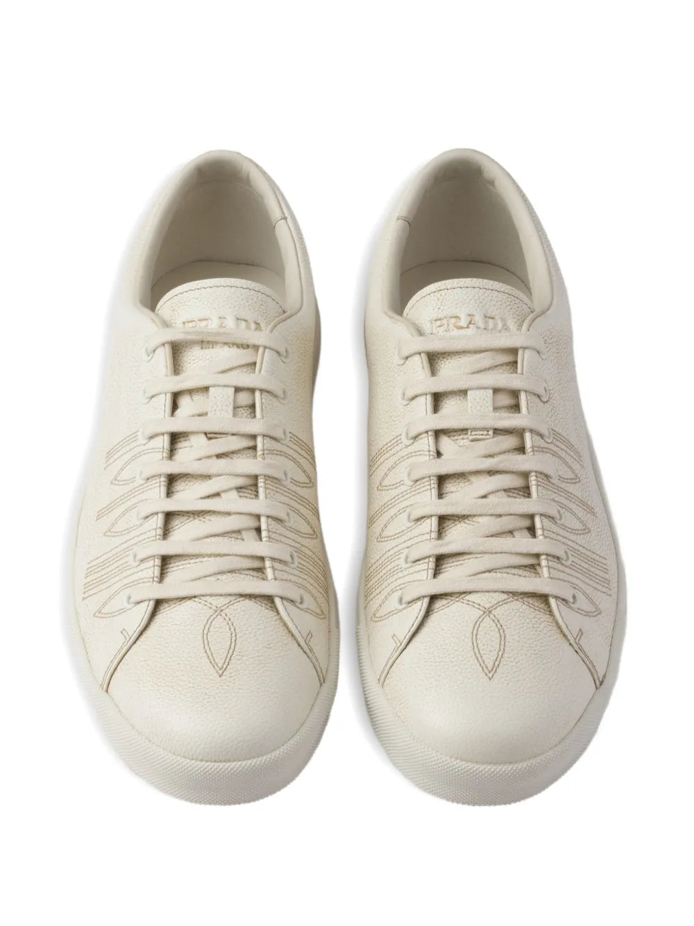 Prada Distressed Leather Sneakers
