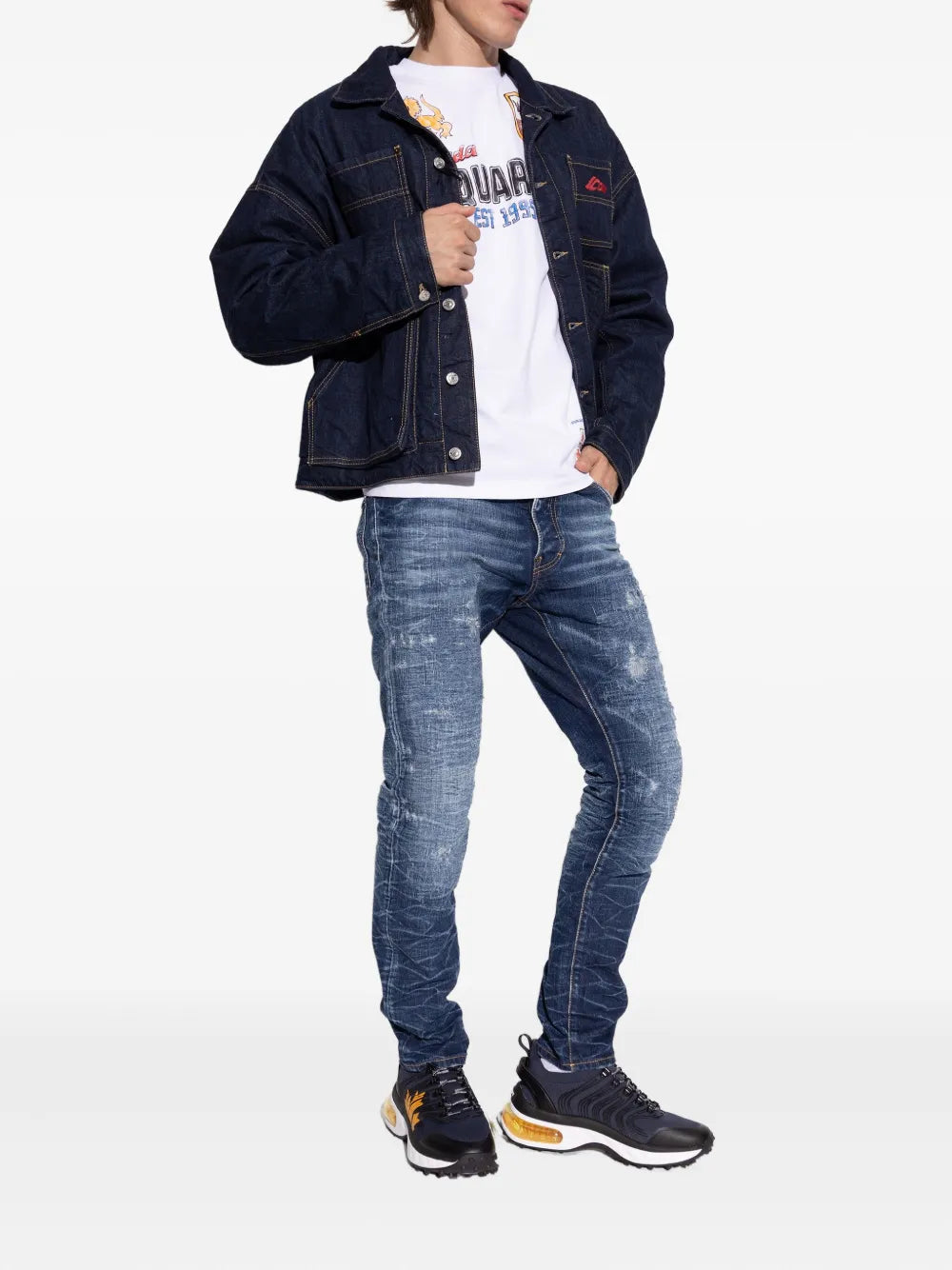 Dsquared2 Wave-Patterned Lace-Up Low-Top Sneakers