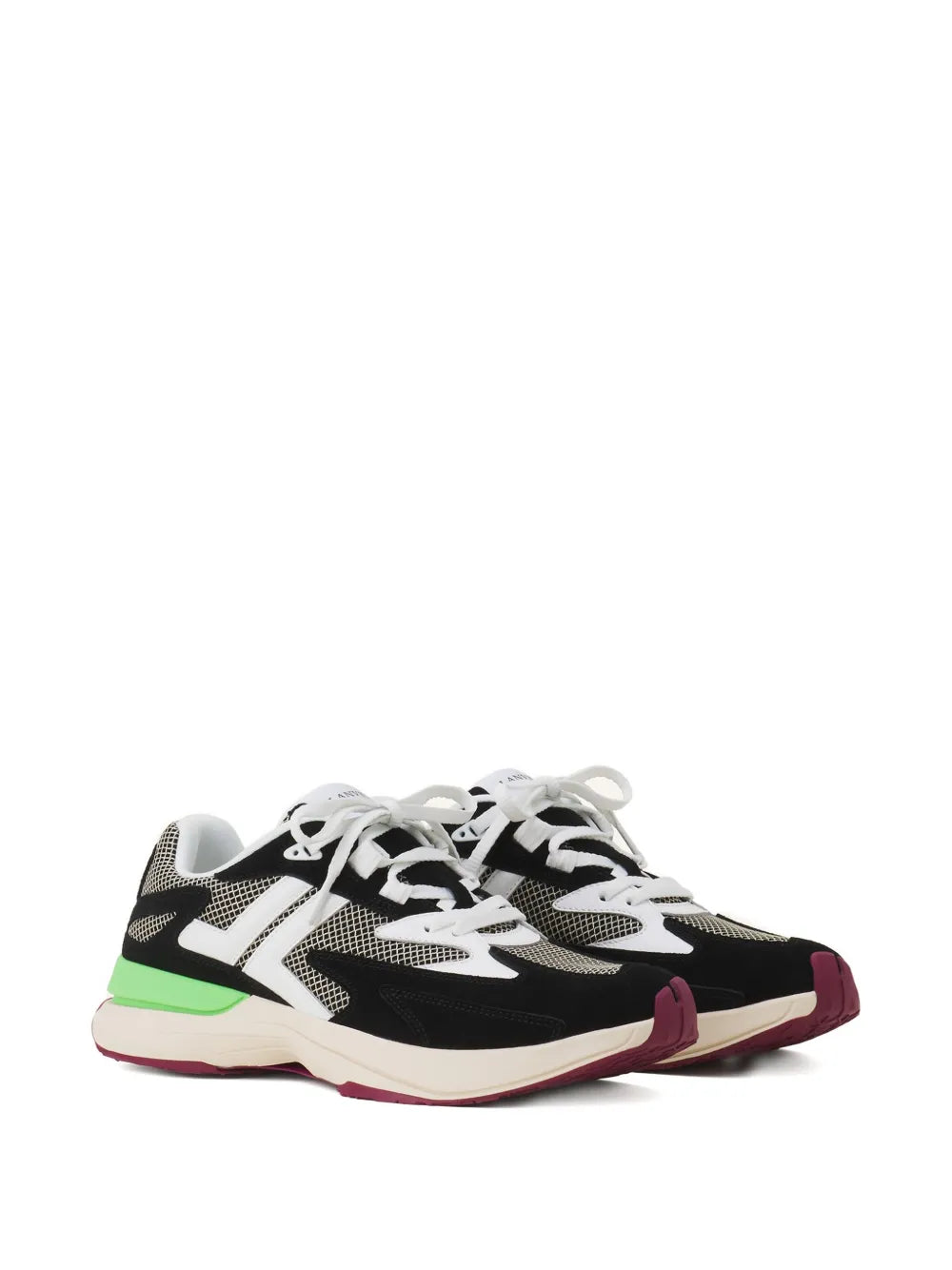 Lanvin Mesh-Panel Leather Sneakers