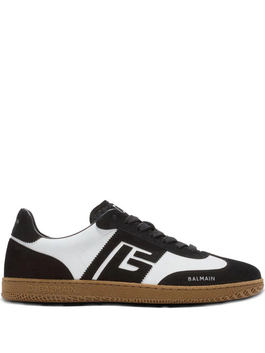 Balmain Swan Suede-Leather Logo Sneakers