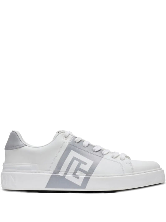 Balmain B-Court Logo-Detail Calfskin Sneakers