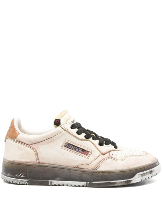 Autry Medalist Distressed Leather Sneakers