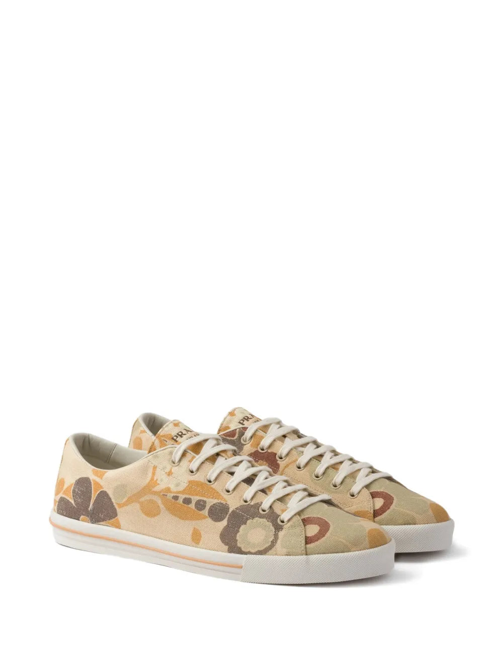 Prada Floral Print Lace-Up Sneakers