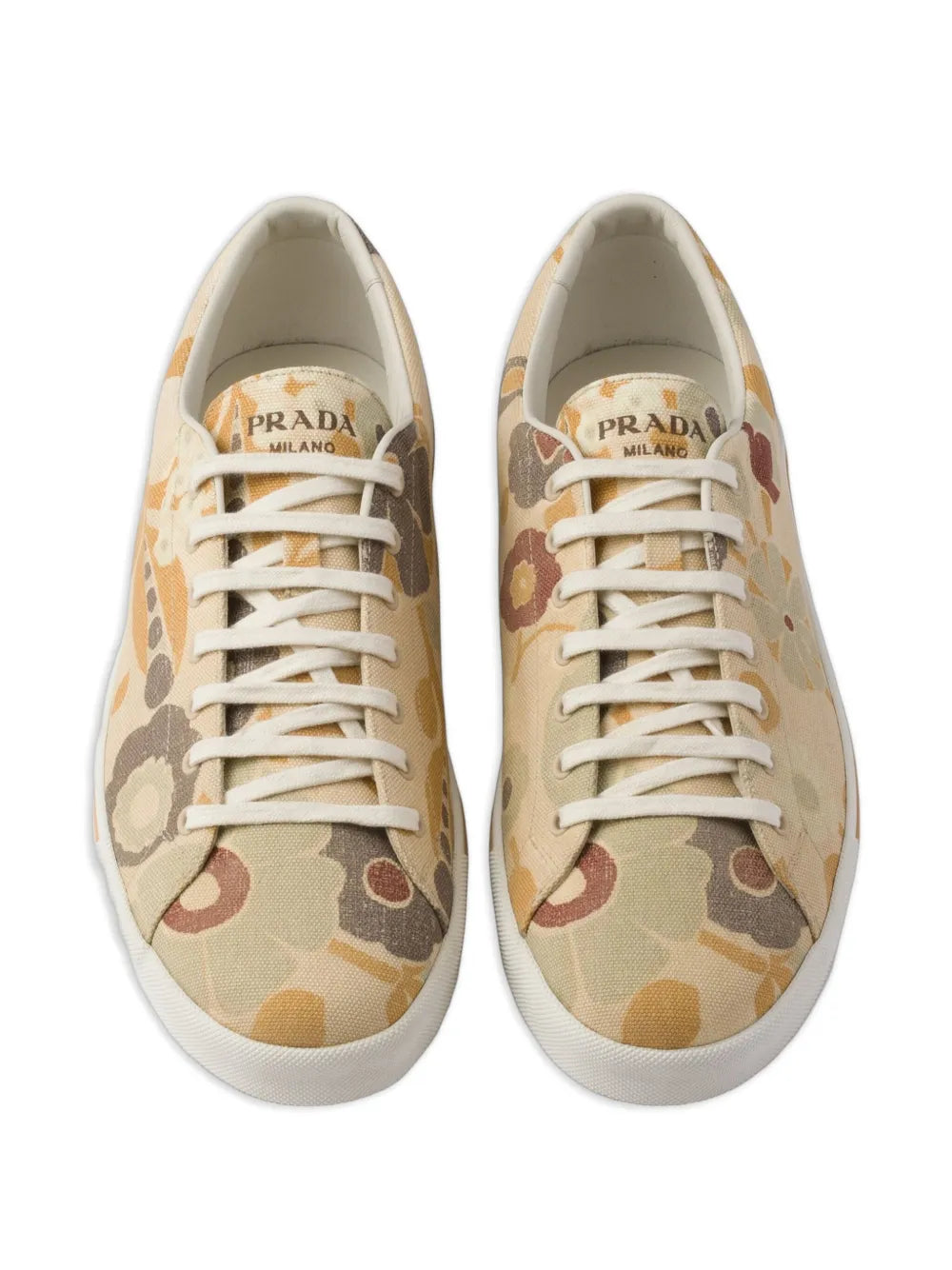 Prada Floral Print Lace-Up Sneakers
