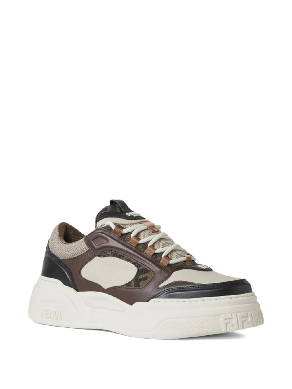 Fendi Force Ff-Pattern Leather Low-Top Sneakers