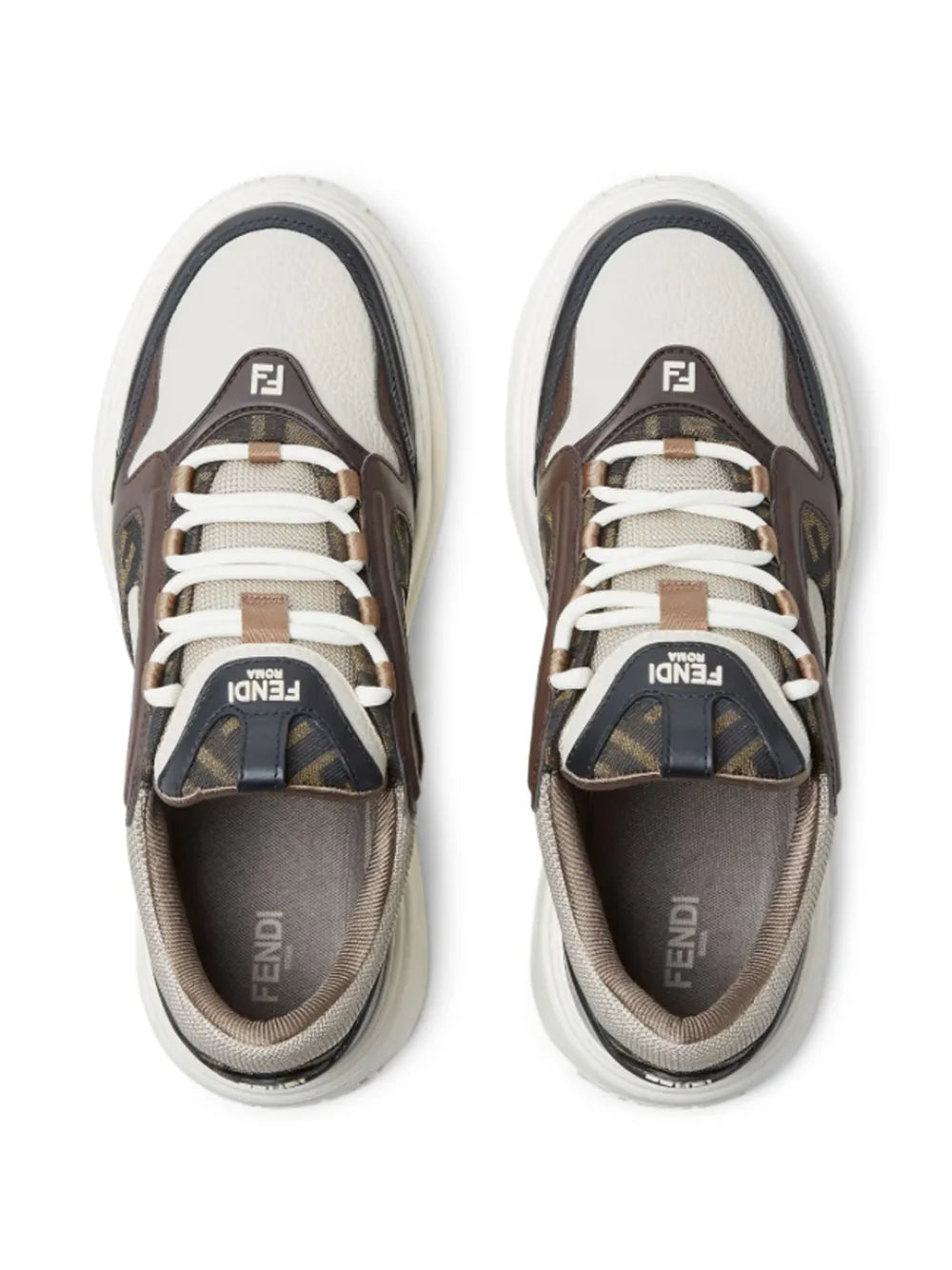 Fendi Force Ff-Pattern Leather Low-Top Sneakers