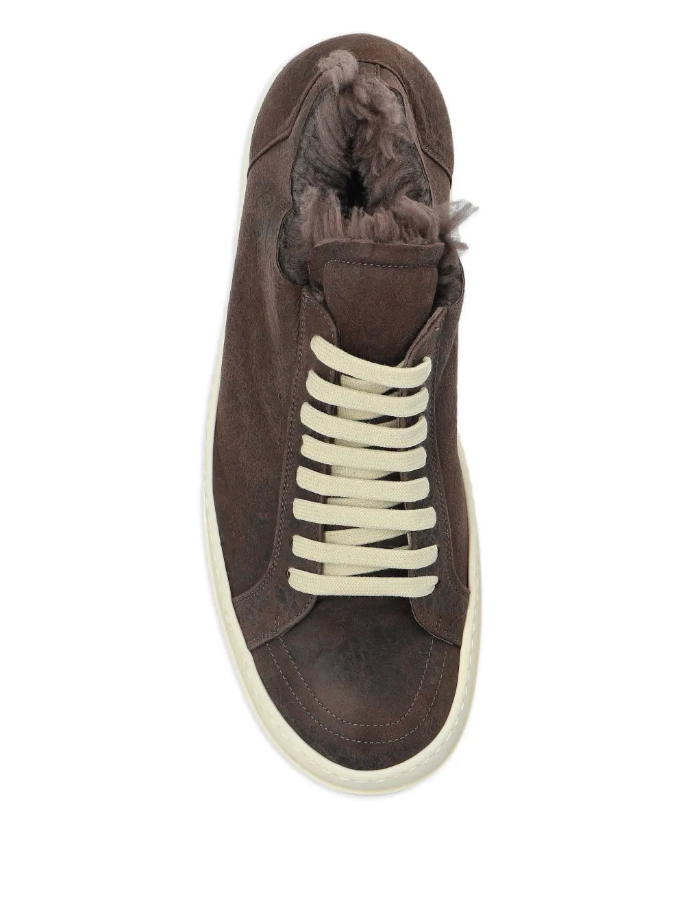 Rick Owens Shearling-Trimmed Leather Sneakers