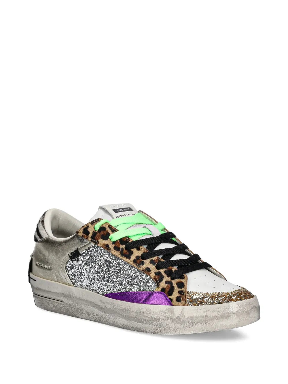 Crime London Sk8 Deluxe Animal-Print Glitter-Embellishment
