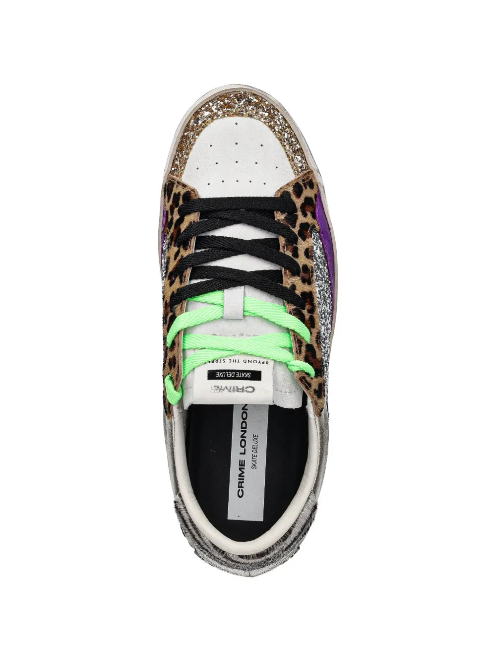Crime London Sk8 Deluxe Animal-Print Glitter-Embellishment