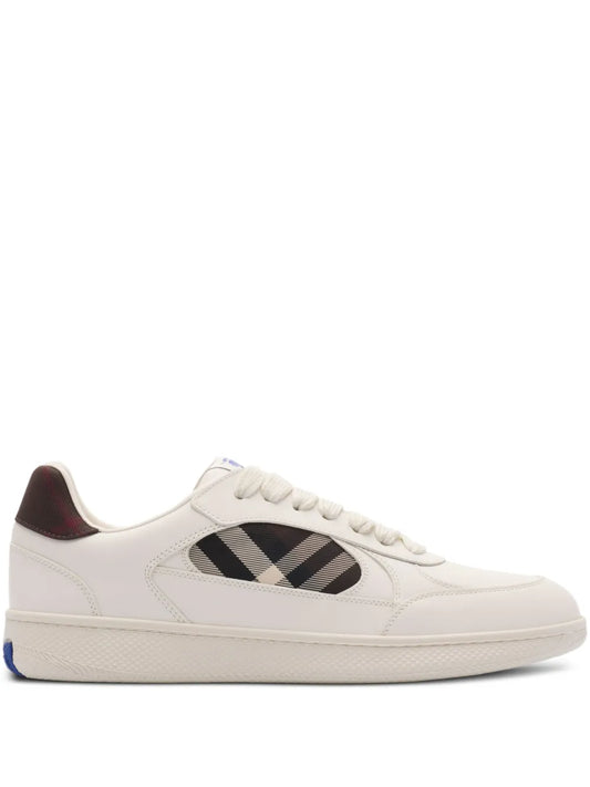 Burberry Terrace Check-Panel Leather Sneakers