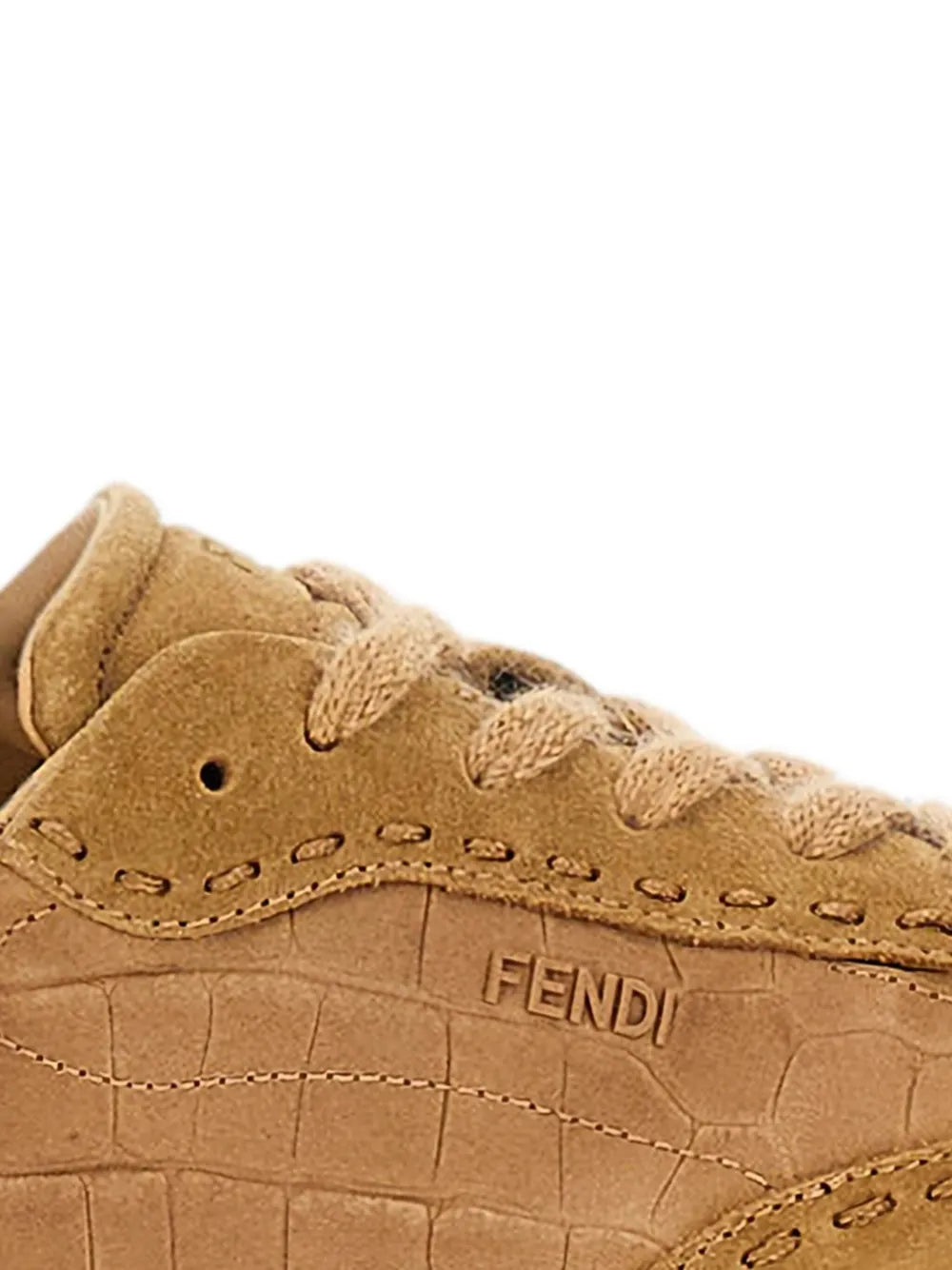 Fendi Fit Crocodile-Effect Lace-Up Sneakers