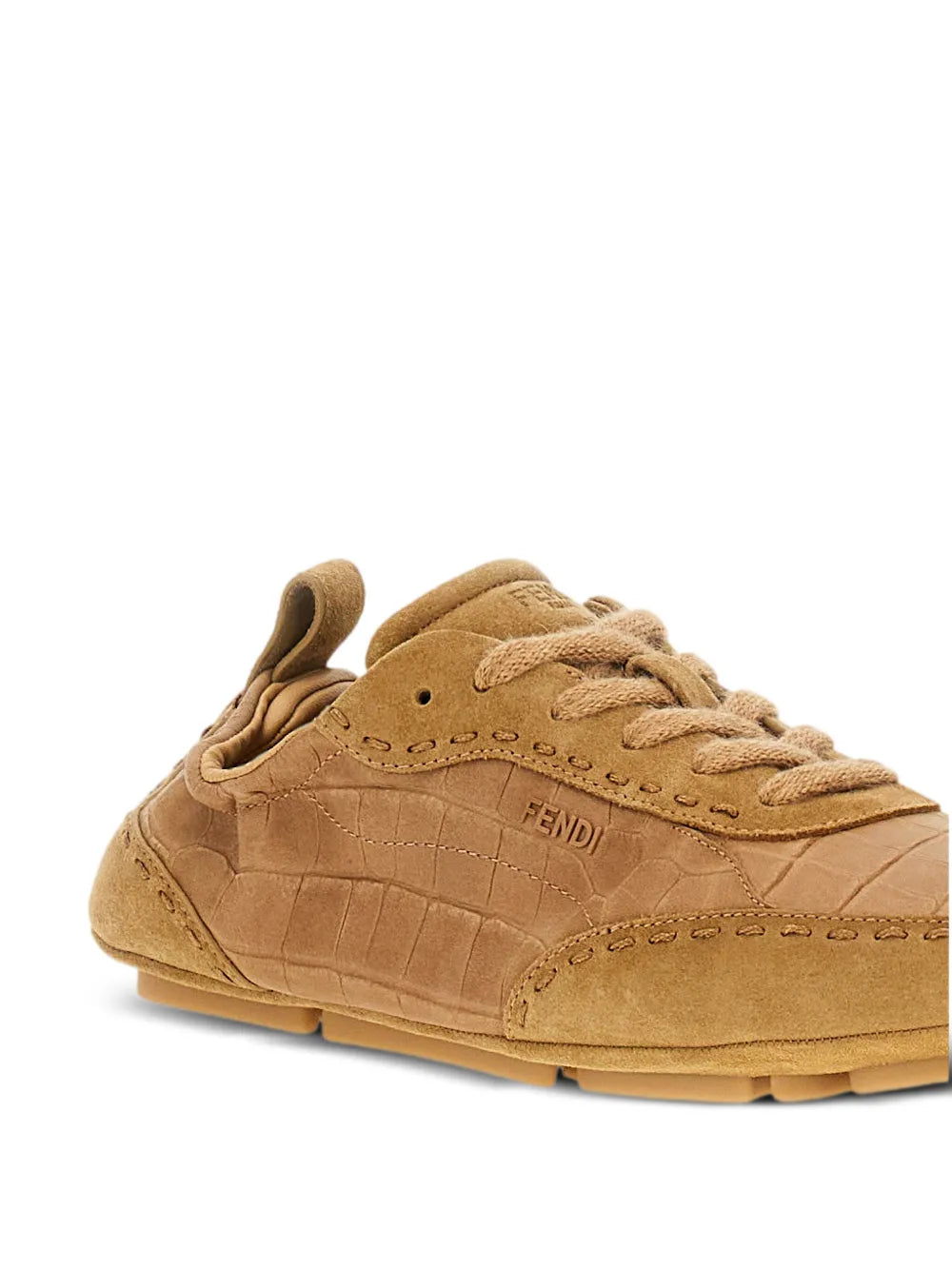 Fendi Fit Crocodile-Effect Lace-Up Sneakers