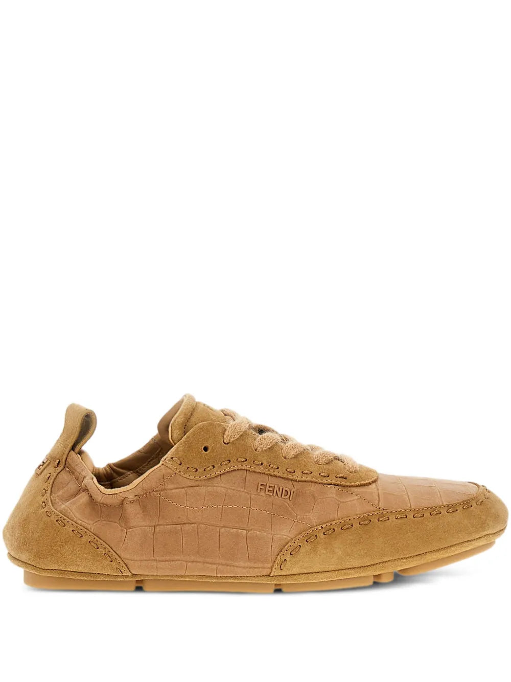 Fendi Fit Crocodile-Effect Lace-Up Sneakers