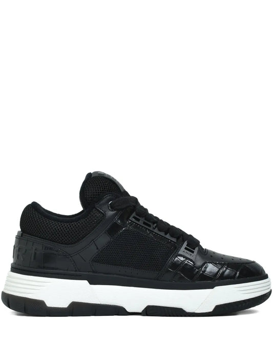 Amiri Crocodile-Effect Mesh Lace-Up Sneakers