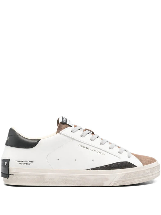 Crime London Distressed Downtown Leather-Suede Sneakers
