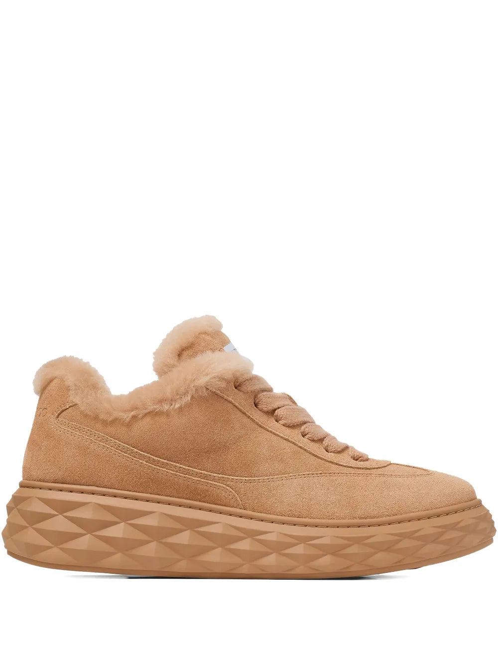 Jimmy Choo Fur-Trim Diamond Maxi Sneakers