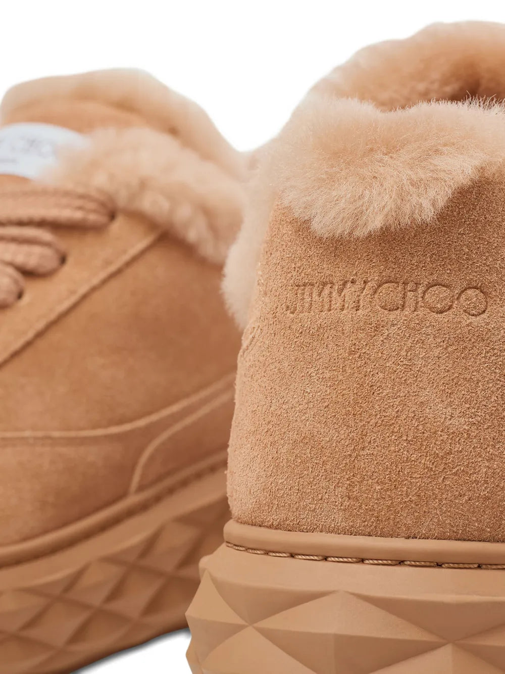 Jimmy Choo Fur-Trim Diamond Maxi Sneakers