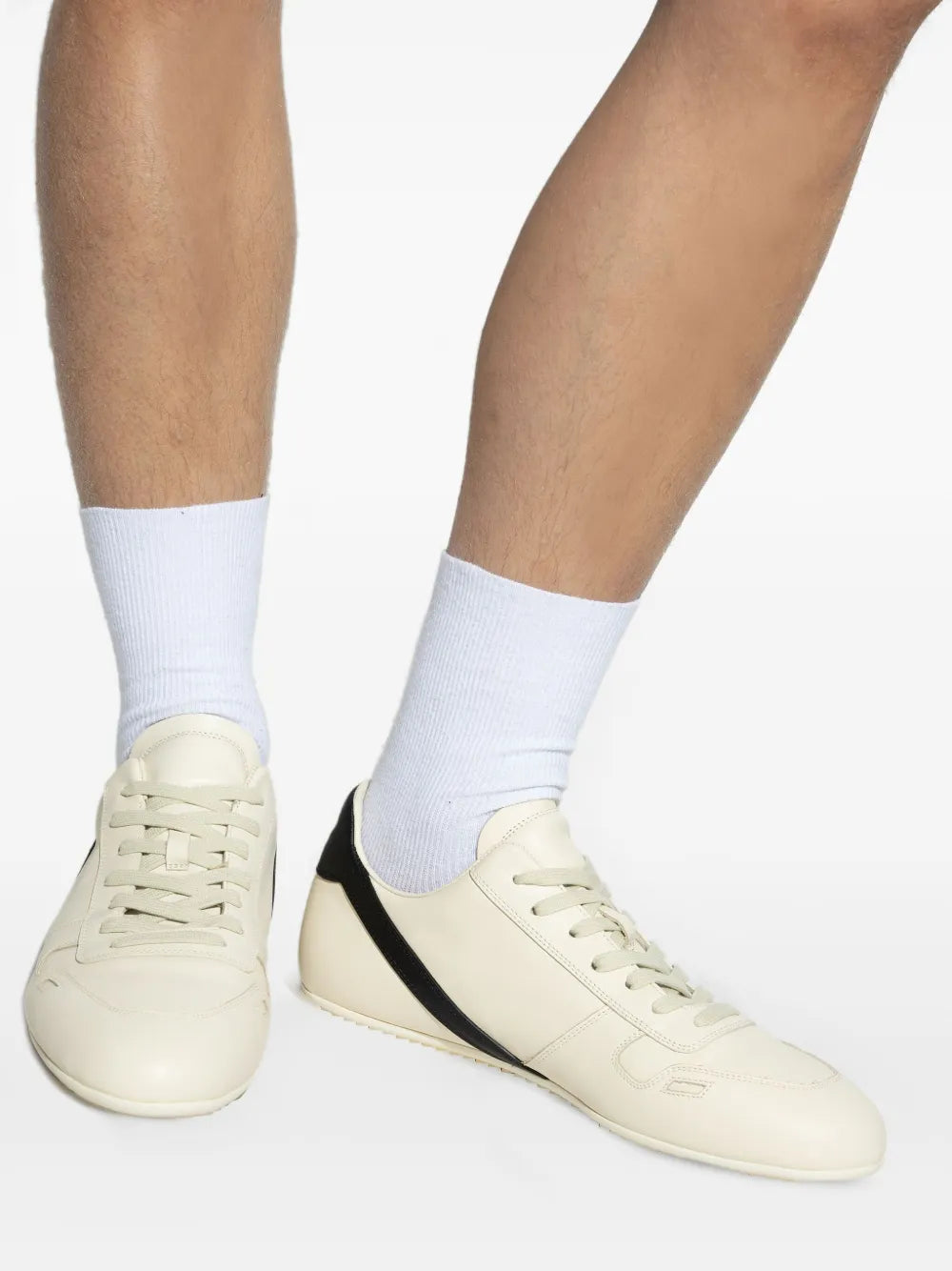 Rick Owens Minimal Sneak Leather Panel Sneakers