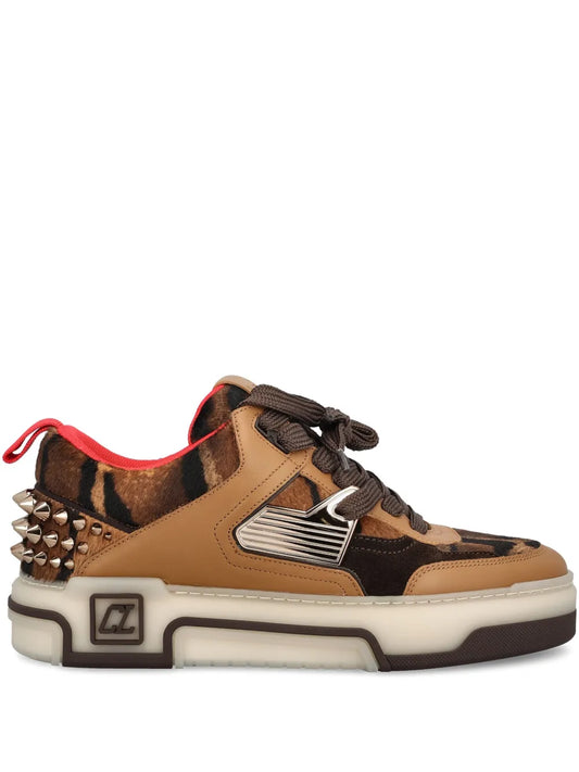 Christian Louboutin Leopard-Print Studded Sneakers