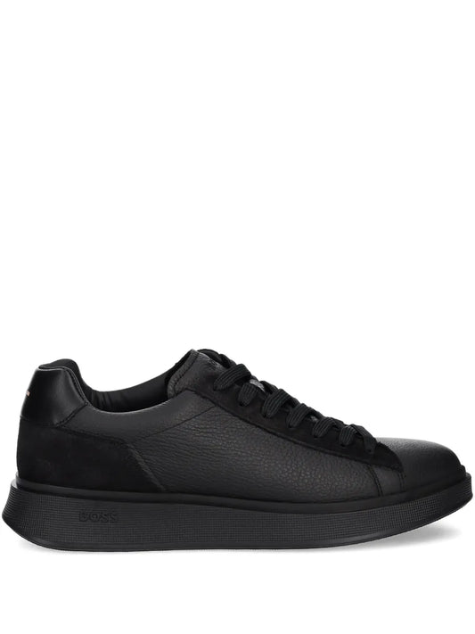 Boss Textured-Leather Panelled Sneakers