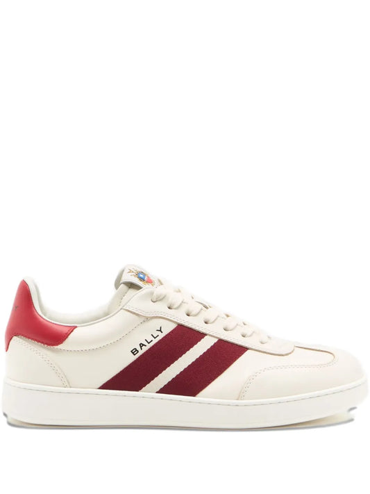 Bally Retro Crest Striped Leather Sneakers