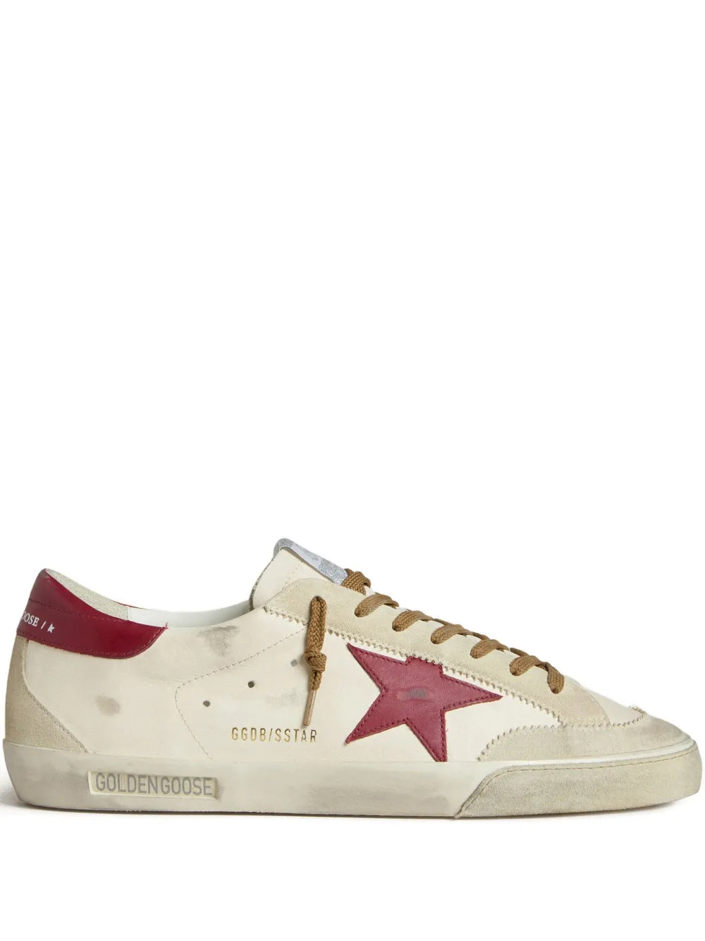 Golden Goose Super-Star With Red Leather Star And Beige Suede Inserts