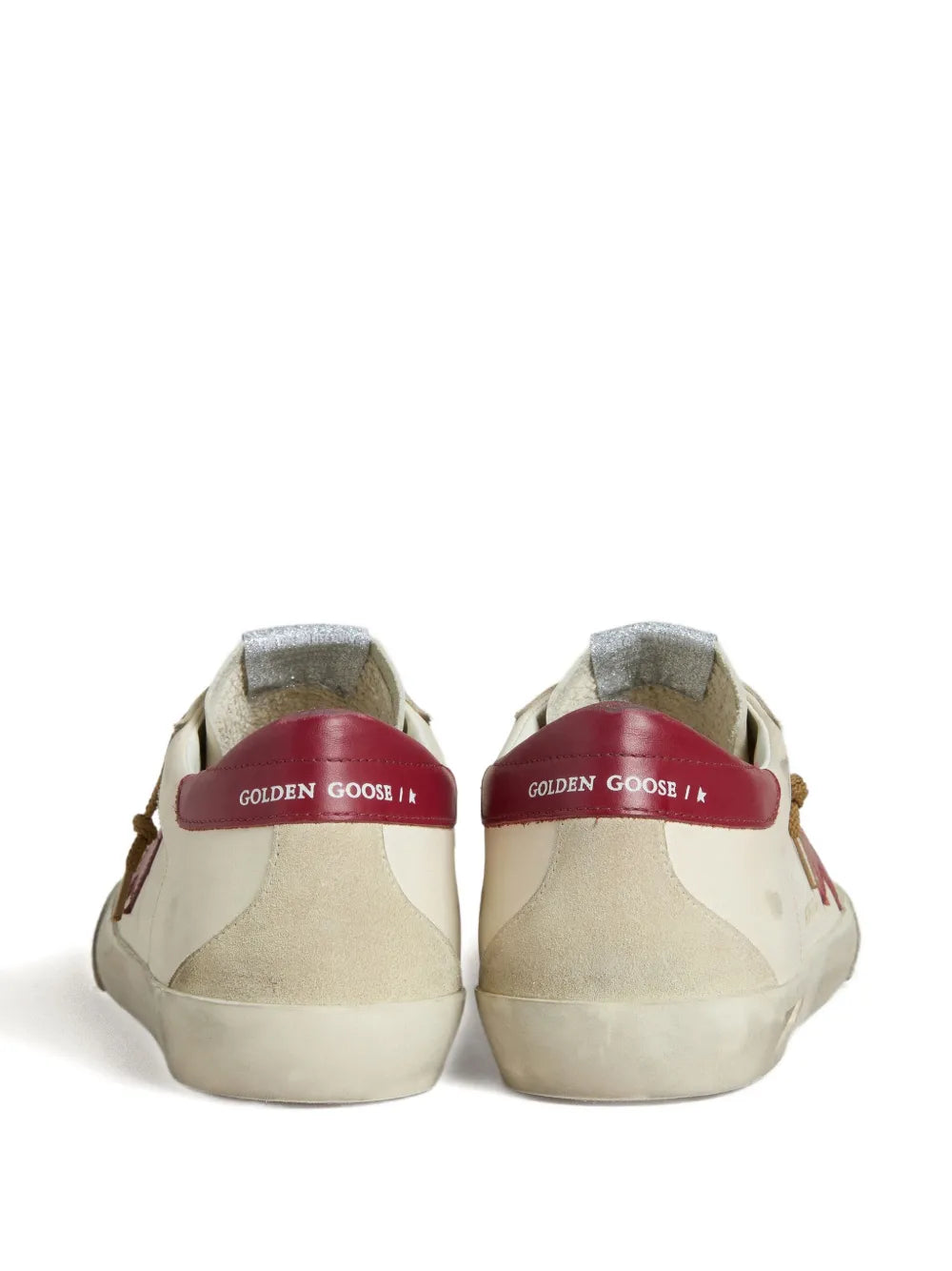 Golden Goose Super-Star With Red Leather Star And Beige Suede Inserts