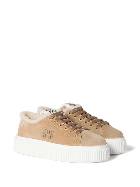 Miu Miu Logo-Embroidered Suede