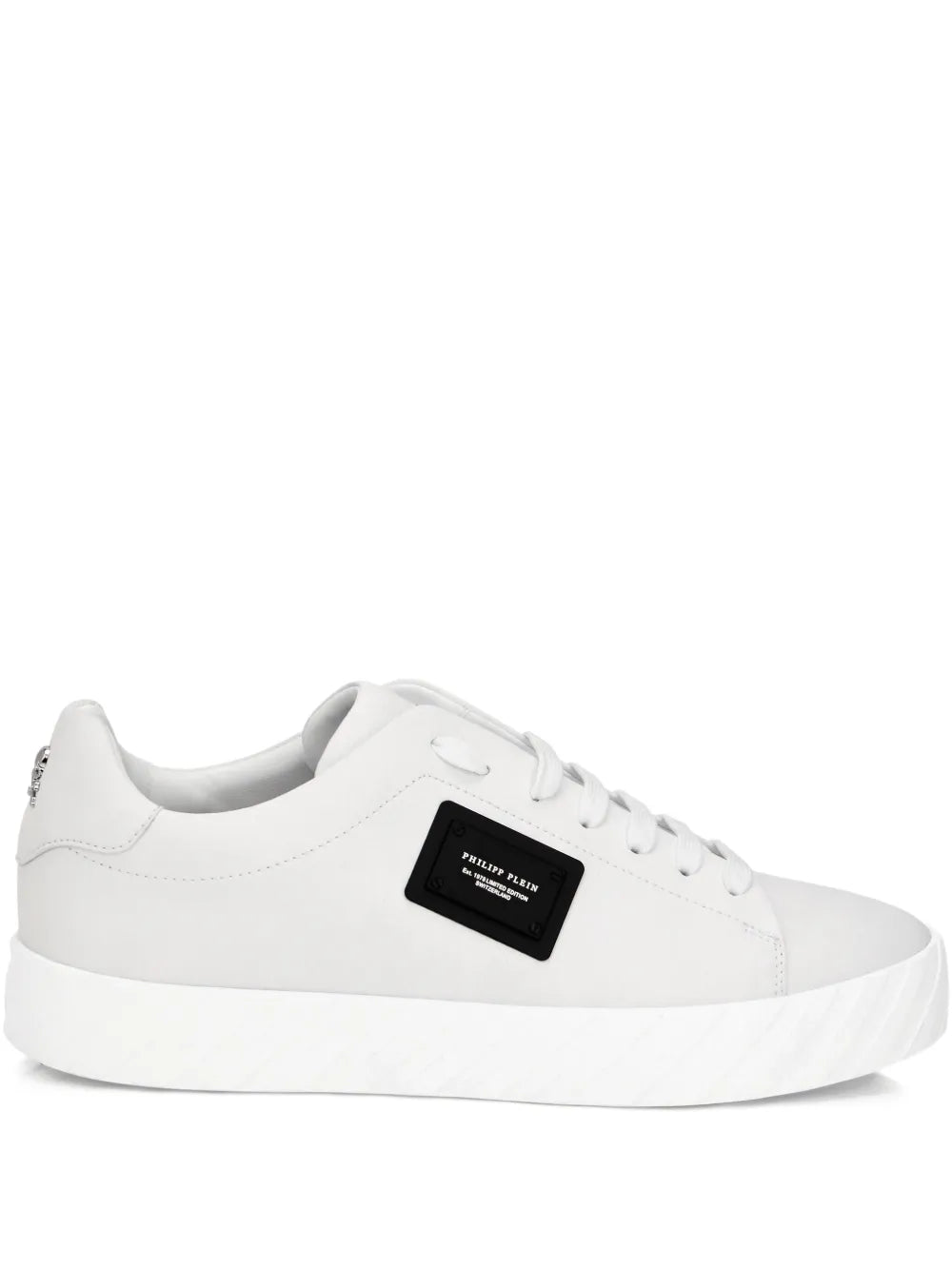 Philipp Plein Plaque Detail Leather Low-Top Trainers