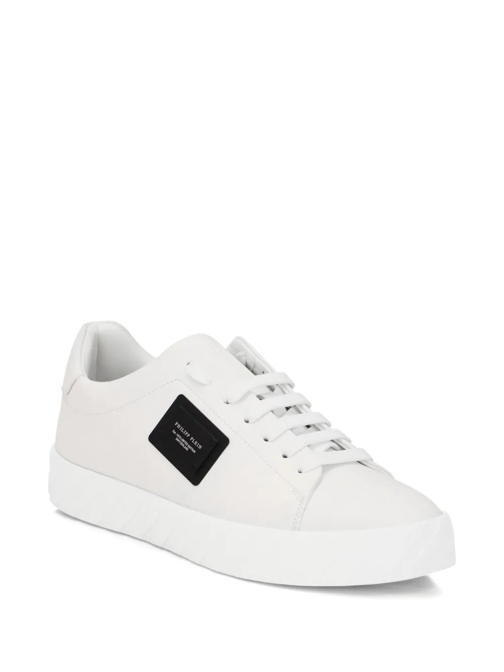 Philipp Plein Plaque Detail Leather Low-Top Trainers