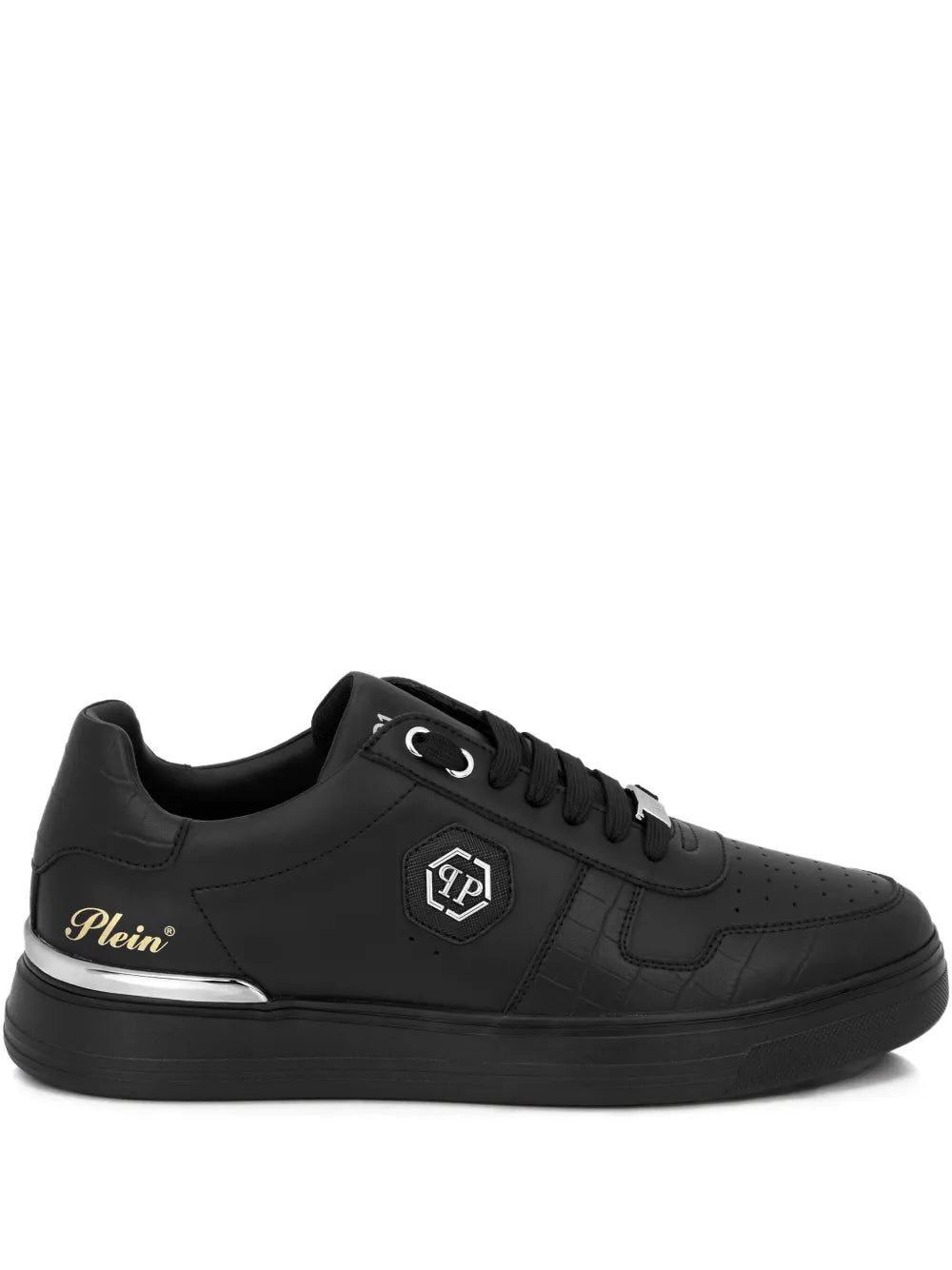Philipp Plein Logo Plaque Leather Trainers